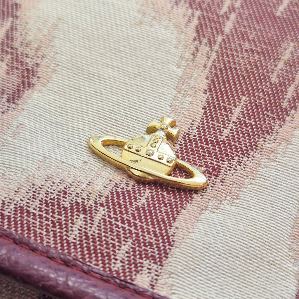 Vivienne Westwood Leather Trim Canvas Pink Tapisserie Crossbody Bag