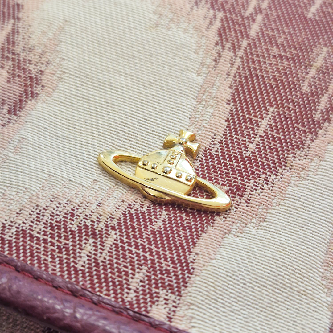 Vivienne Westwood Leather Trim Canvas Pink Tapisserie Crossbody Bag