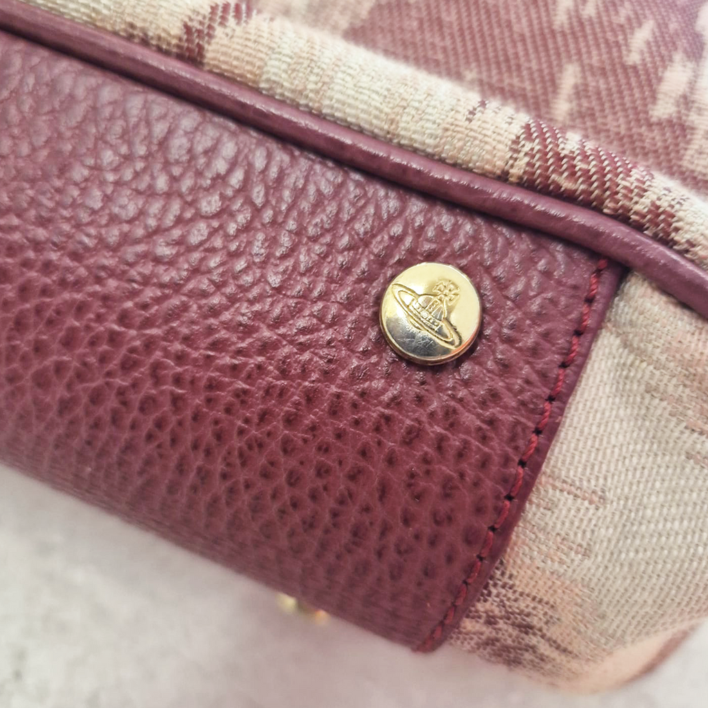 Vivienne Westwood Leather Trim Canvas Pink Tapisserie Crossbody Bag