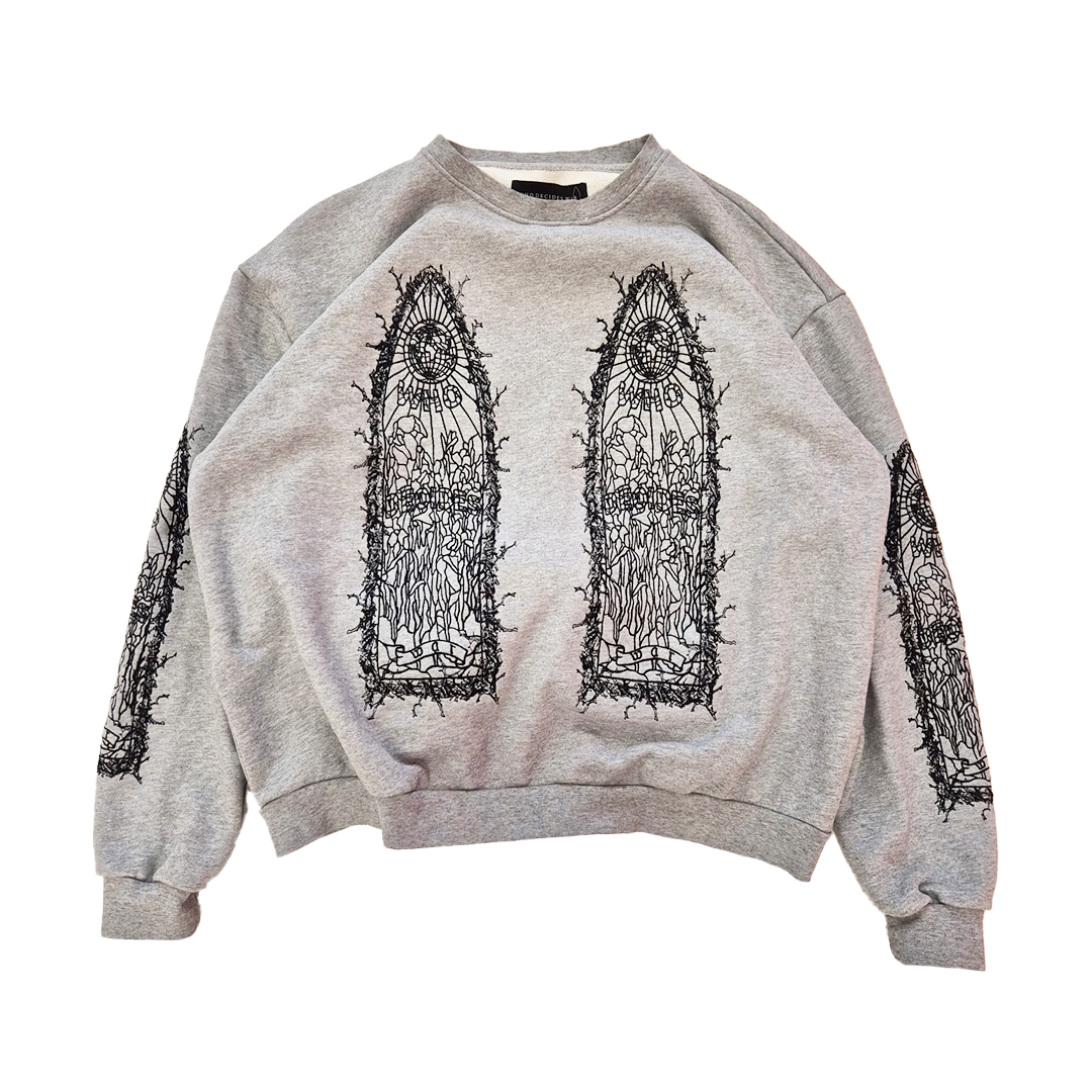 Who Decides War Embroidery Grey Sweater (S)