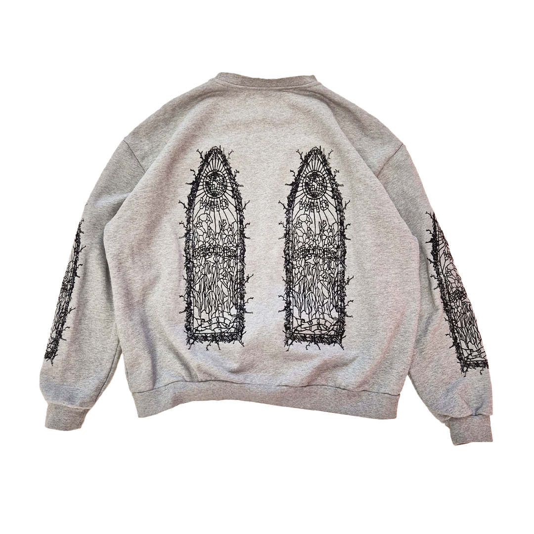 Who Decides War Embroidery Grey Sweater (S)