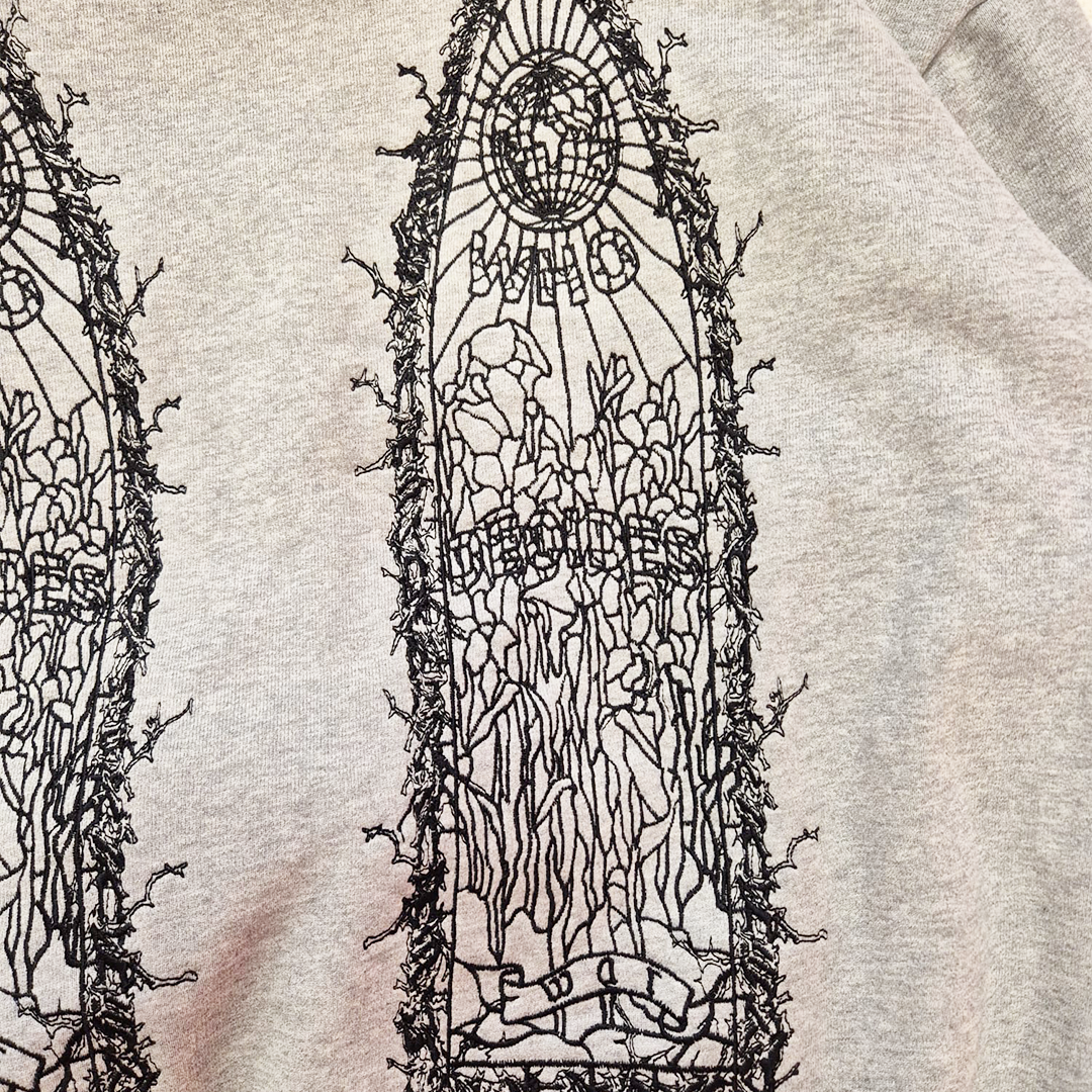 Who Decides War Embroidery Grey Sweater (S)
