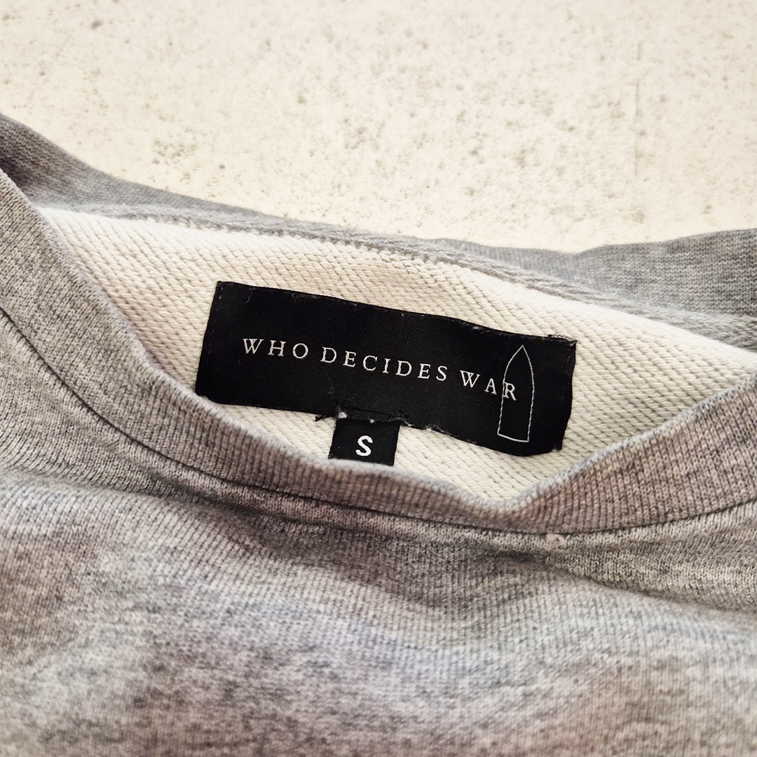 Who Decides War Embroidery Grey Sweater (S)