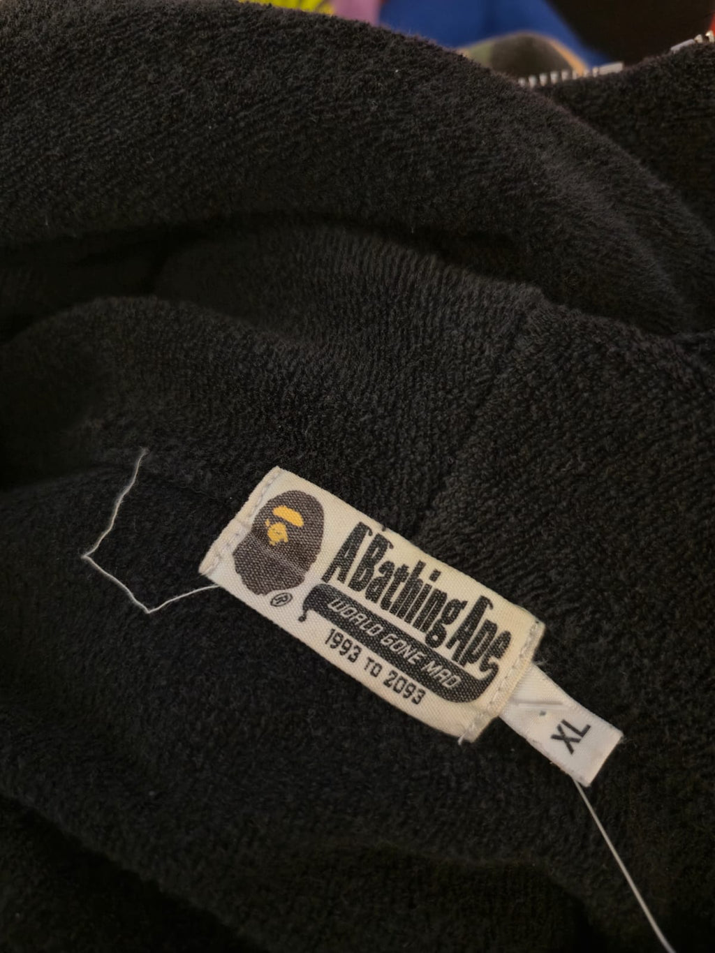 BAPE Small Logo Black Hoodie Towel Texture Full Zip (XL)