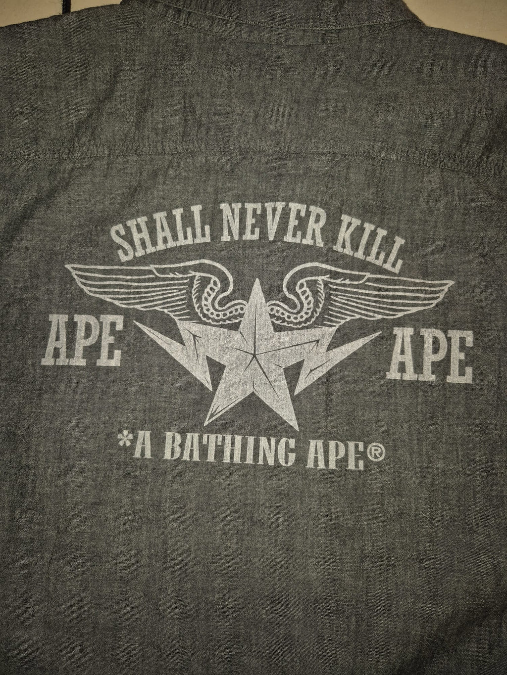 BAPE Grey Nigo Era Old Tag Shirt (M)