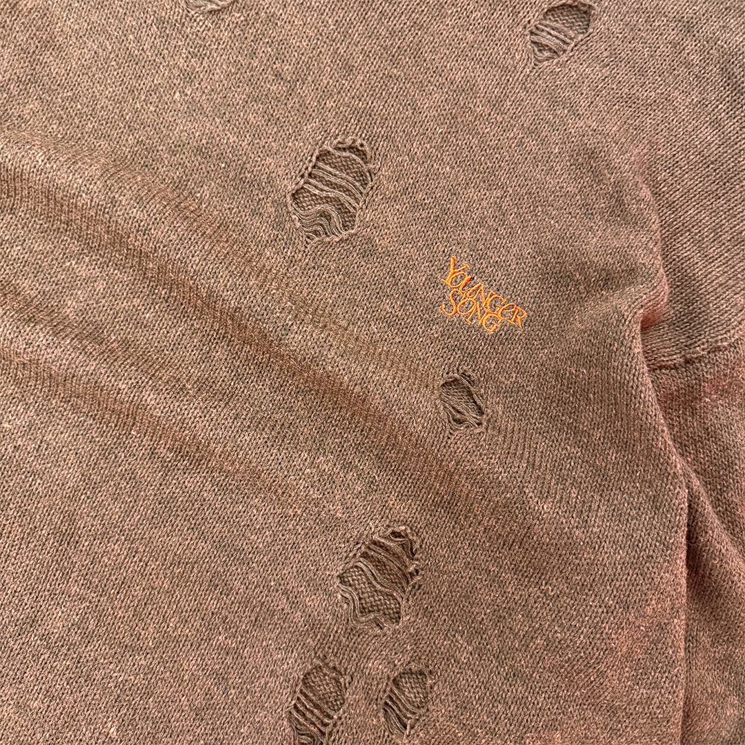 Younger Song Orange Damaged Knit Sweater (L)