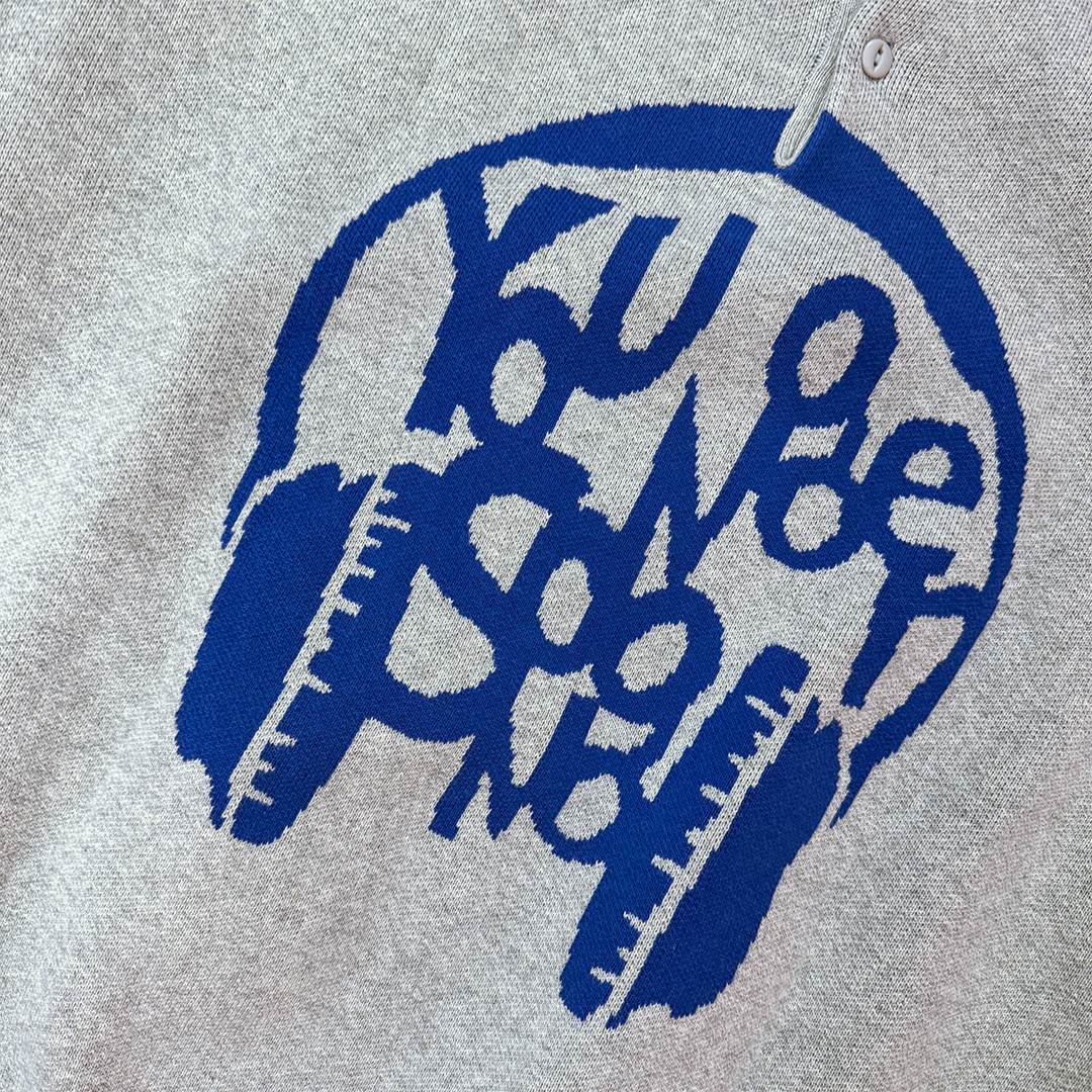Younger Song Grey and Blue Knit L/S Polo (L)