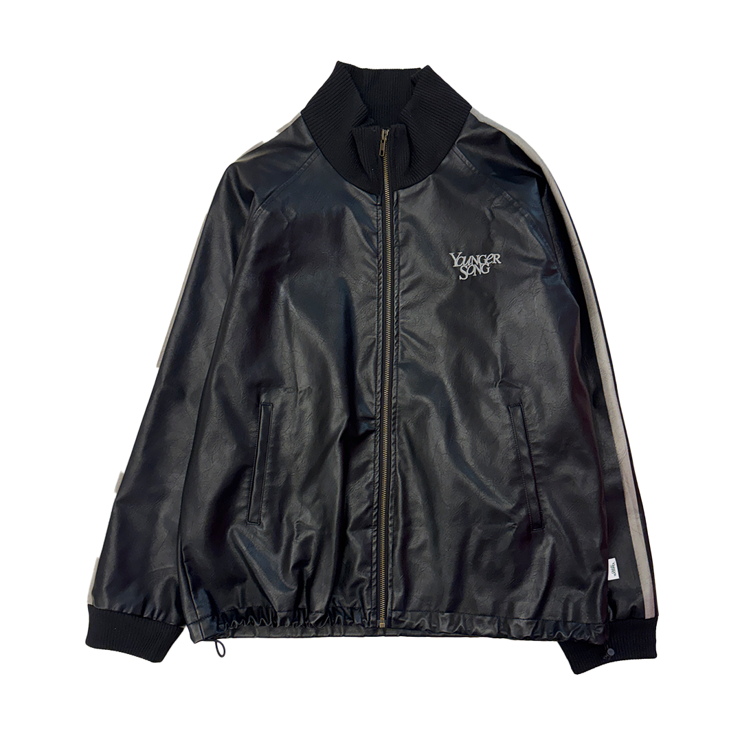 Younger Song Faux Leather Striped Black Jacket (M)