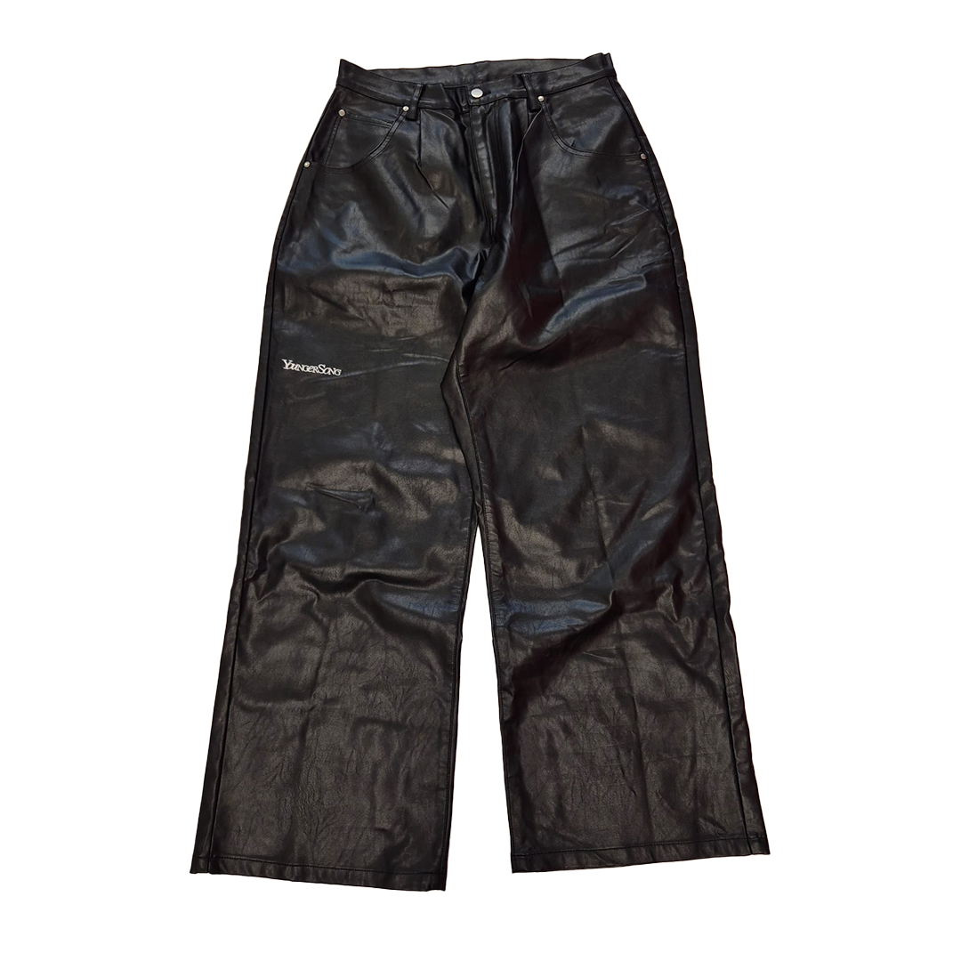 Younger Song Black Faux Leather Pants (M)