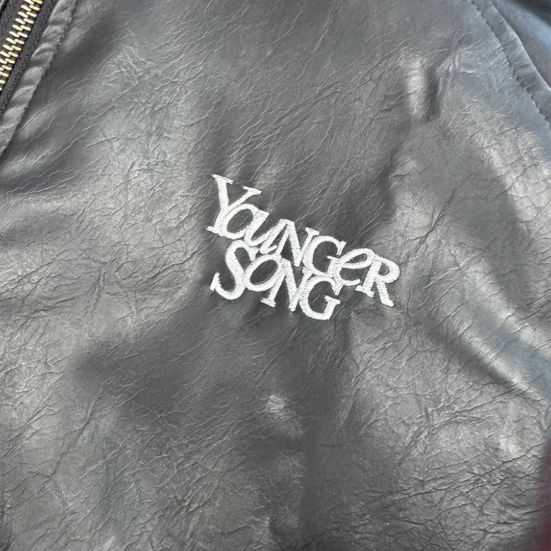 Younger Song Faux Leather Striped Black Jacket (M)