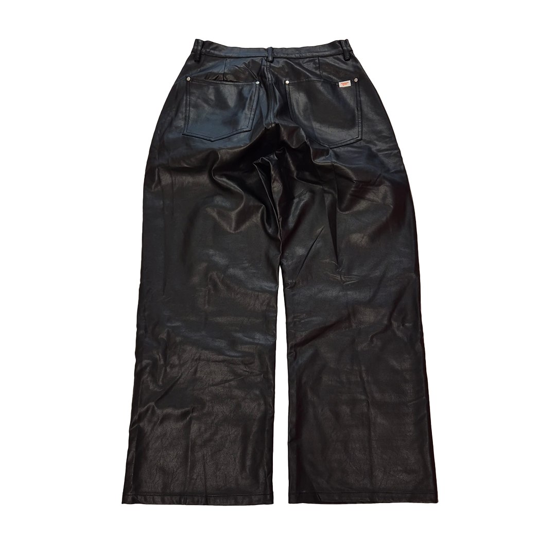Younger Song Black Faux Leather Pants (M)