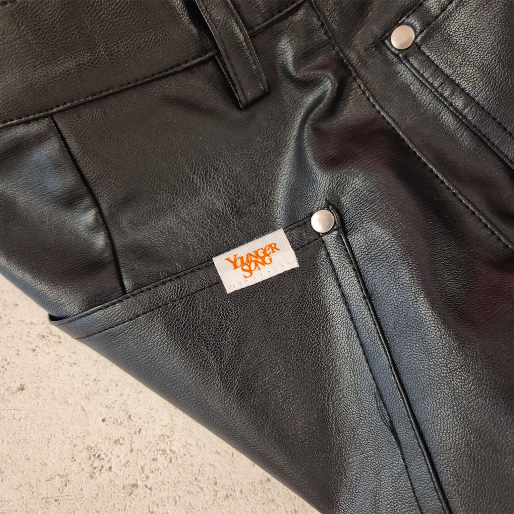 Younger Song Black Faux Leather Pants (M)