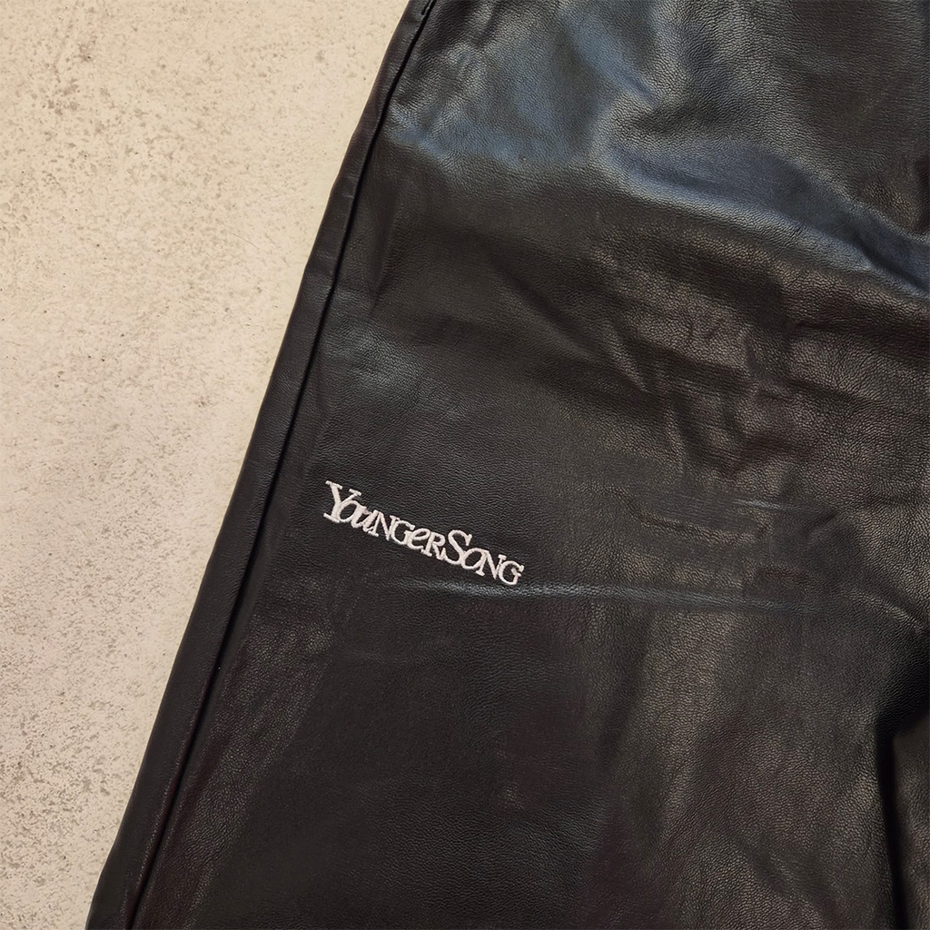 Younger Song Black Faux Leather Pants (M)