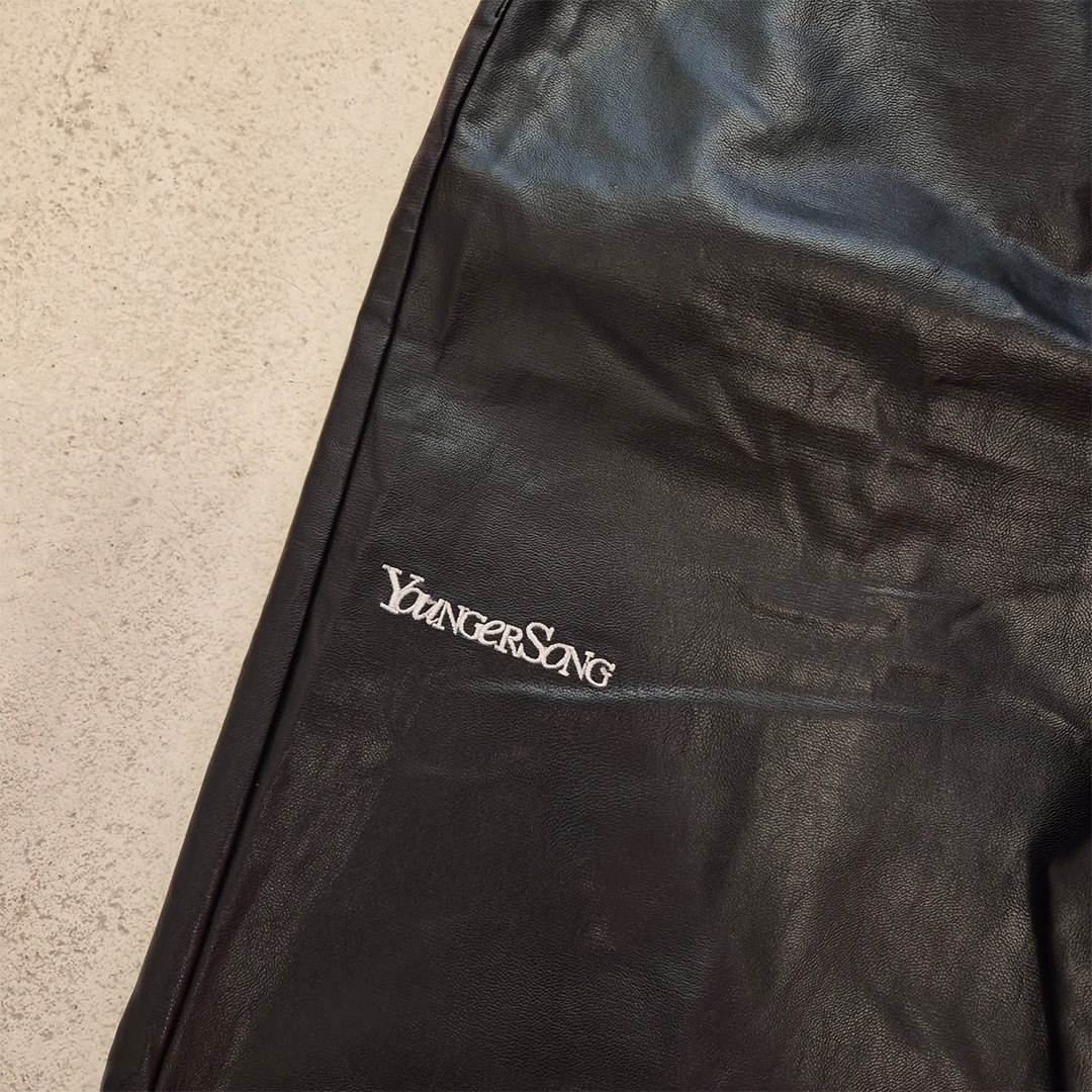 Younger Song Black Faux Leather Pants (M)