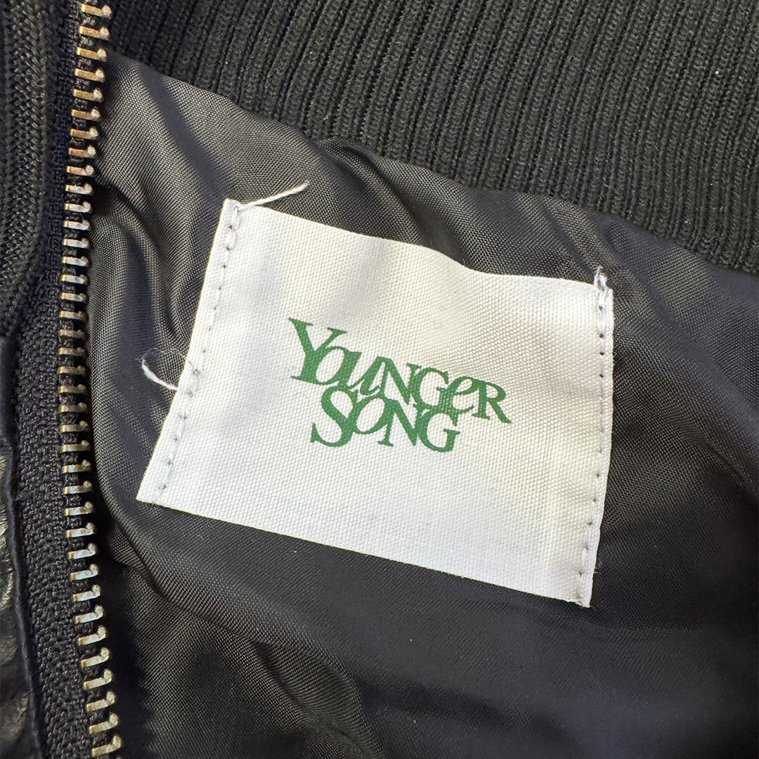 Younger Song Faux Leather Striped Black Jacket (M)