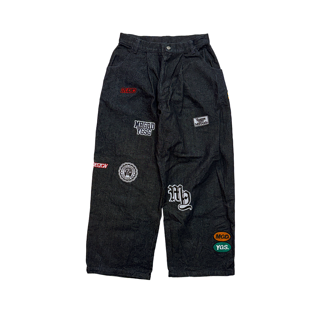Younger Song All-Over Patch Black Pants (S)