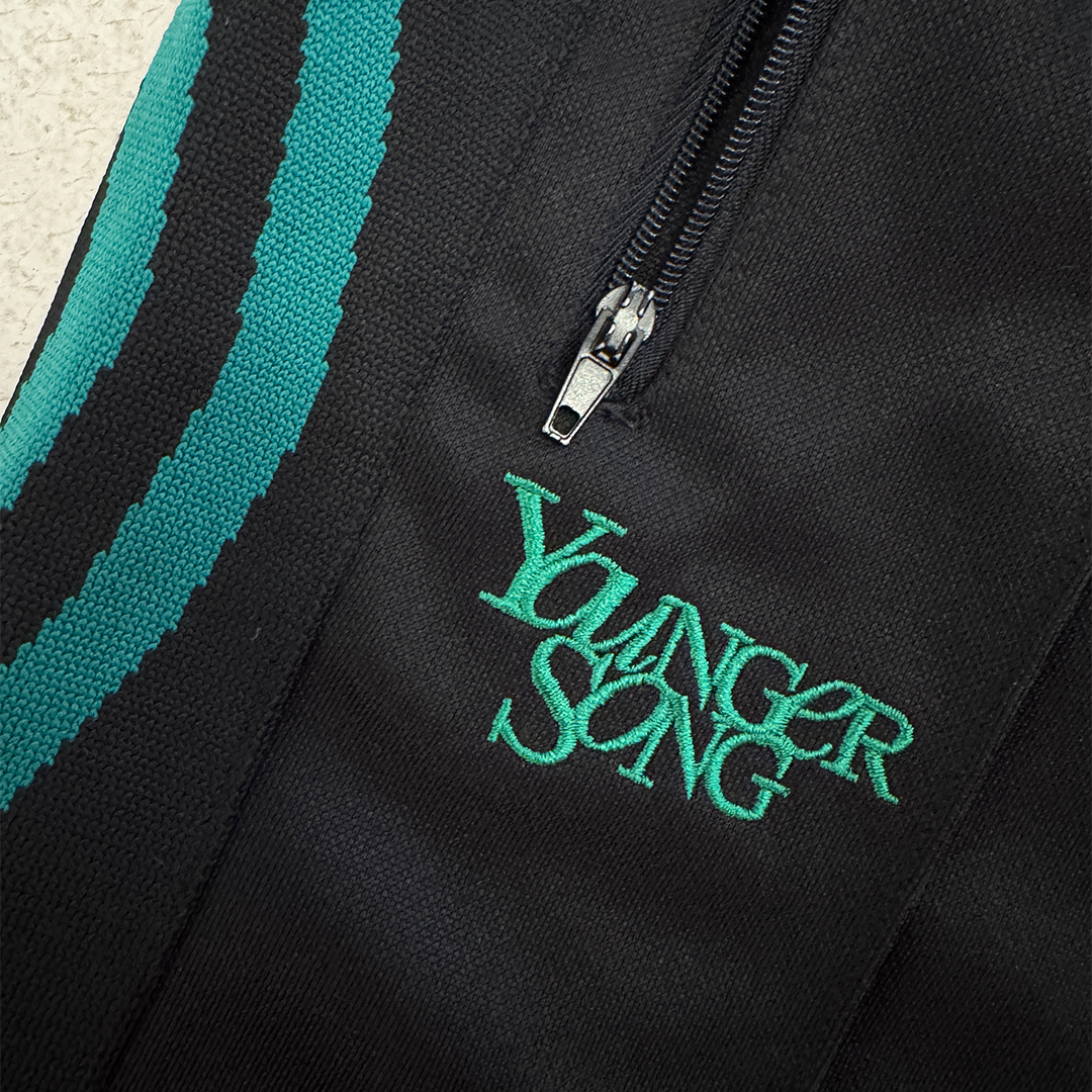 Younger Song Wave Striped Black Track Pants (S)
