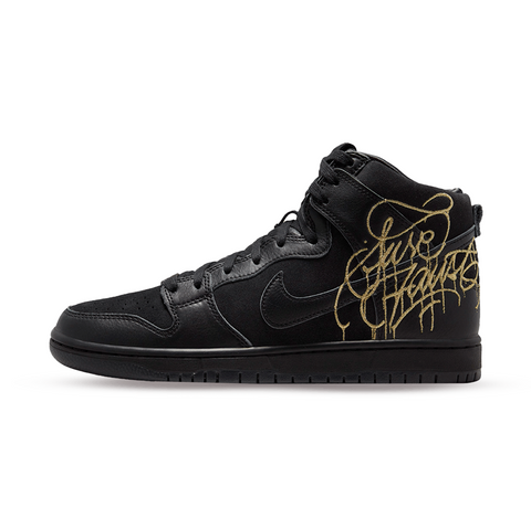 Dunk High SB x FAUST 'Black and Metallic Gold'